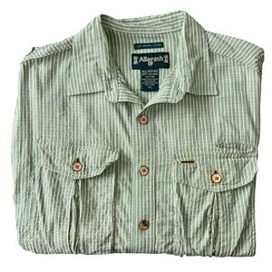 Allagash Mens Button‎ Up Shirt Size XL Light Green Check Pattern Pockets Outdoor